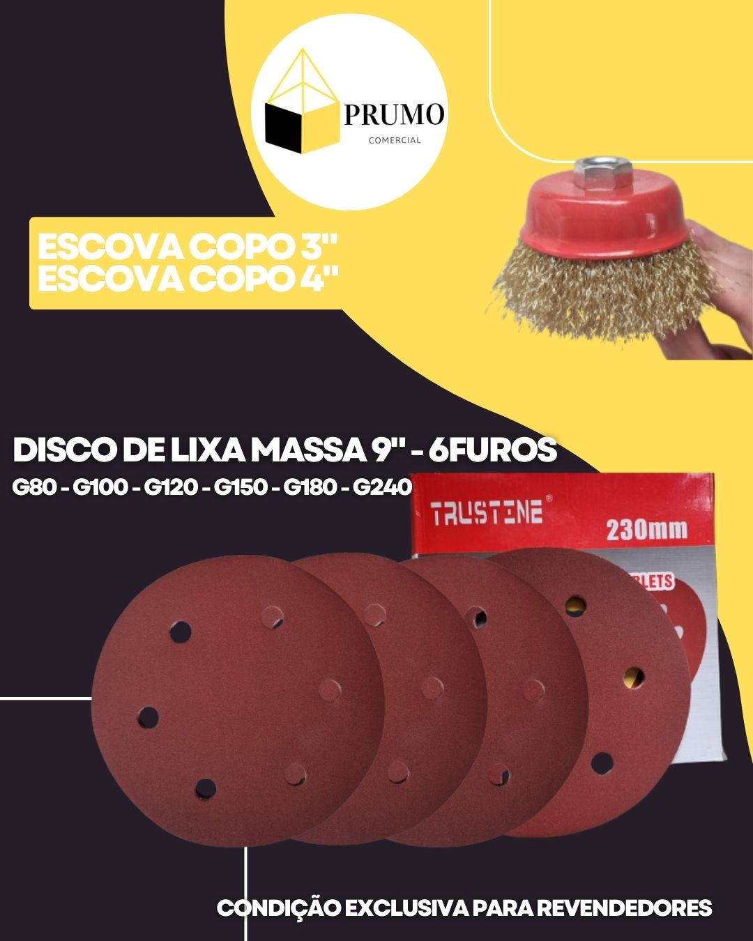 disco lixa velcro e escova copo de aço