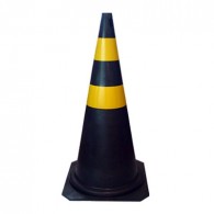 Cone 75 cm Preto e Amarelo PP RIGIDO 1,50Kg